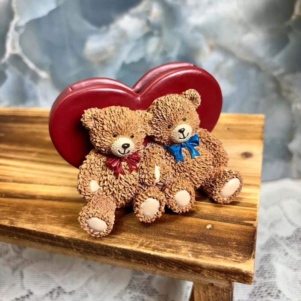 VTG 1997 Zondervan Cute Bear Bible Quote Card Photo Holder Figurine